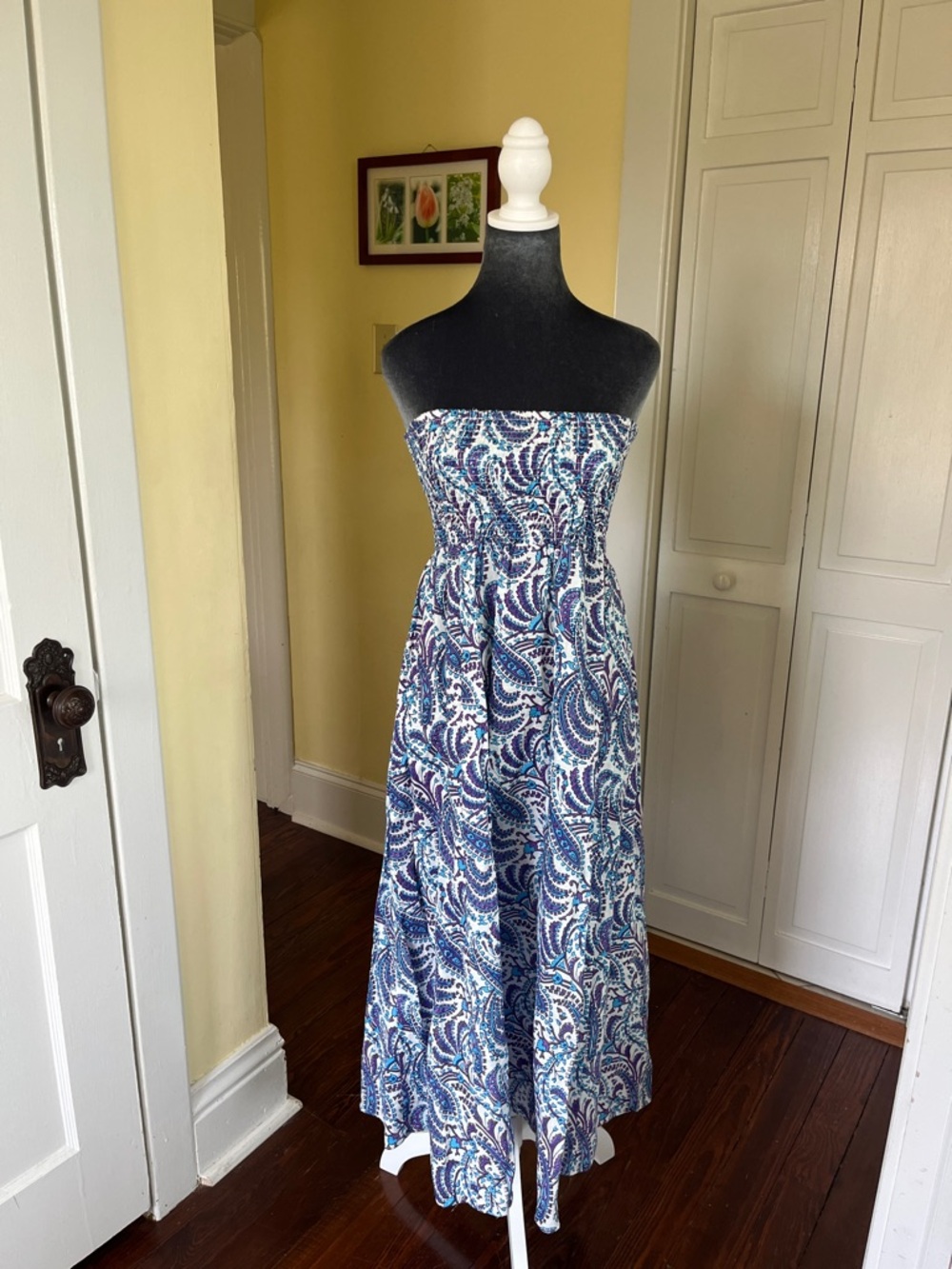 J. Crew Blue Paisley Linen Maxi Dress